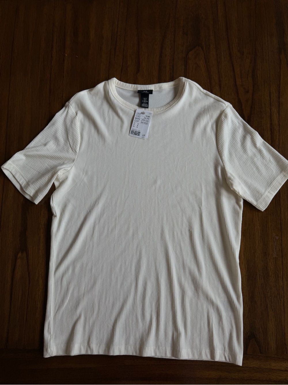Cream ribbed modal t-shirt M size   T003